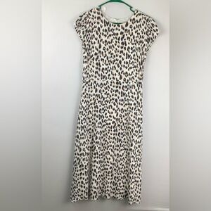 LOFT Black and Tan Animal Print Dress